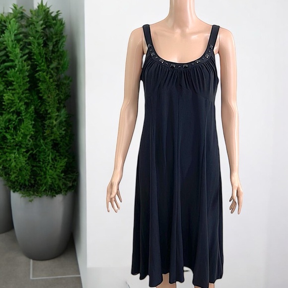 Rena Rowan Black Jewel Neckline Jersey Sleeveless Dress - Picture 5 of 16